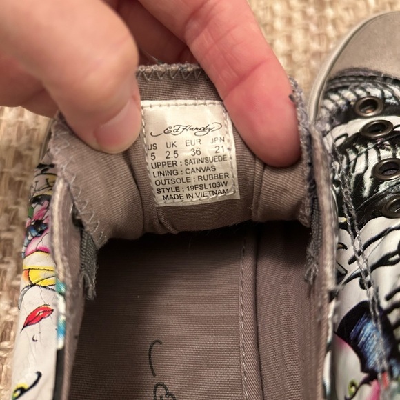 Ed Hardy Colorful Tattoo Slip On Sneakers Women Sz 5 Shoes Low Tops Y2K Grunge - Picture 9 of 10